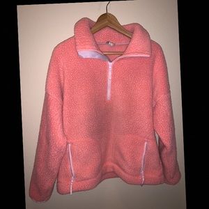 J. Crew thick, pink fleece pull over
